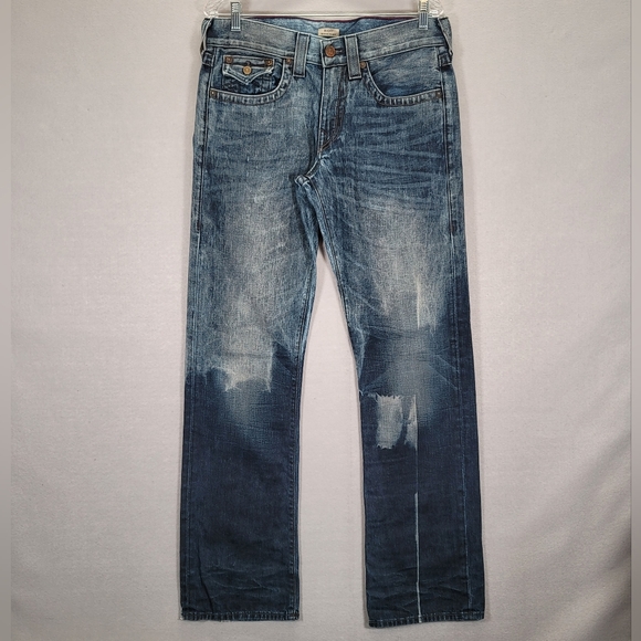 True Religion Other - True Religion Ricky Relaxed Straight Acid Wash PAINT Jeans USA Mens Size 33x33.5